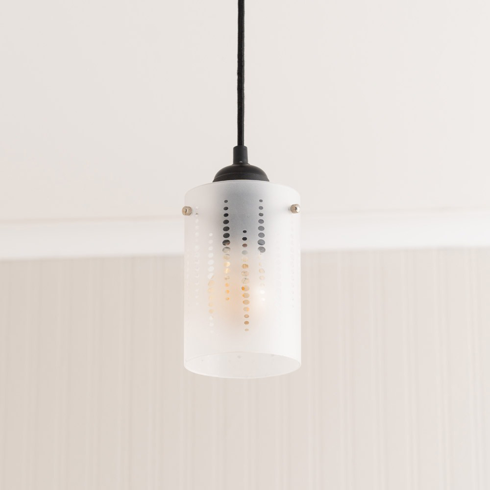 Elsie Frosted Glass Spotted Small Cylinder Shade Ceiling Lamp Image 2