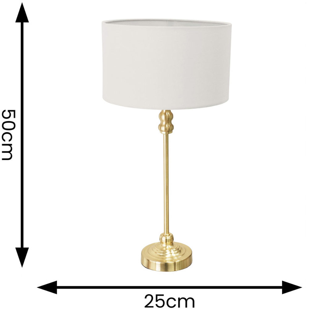 ValueLights Maggie Grey and Gold Drum Shade Candlestick LED Table Lamp Image 4