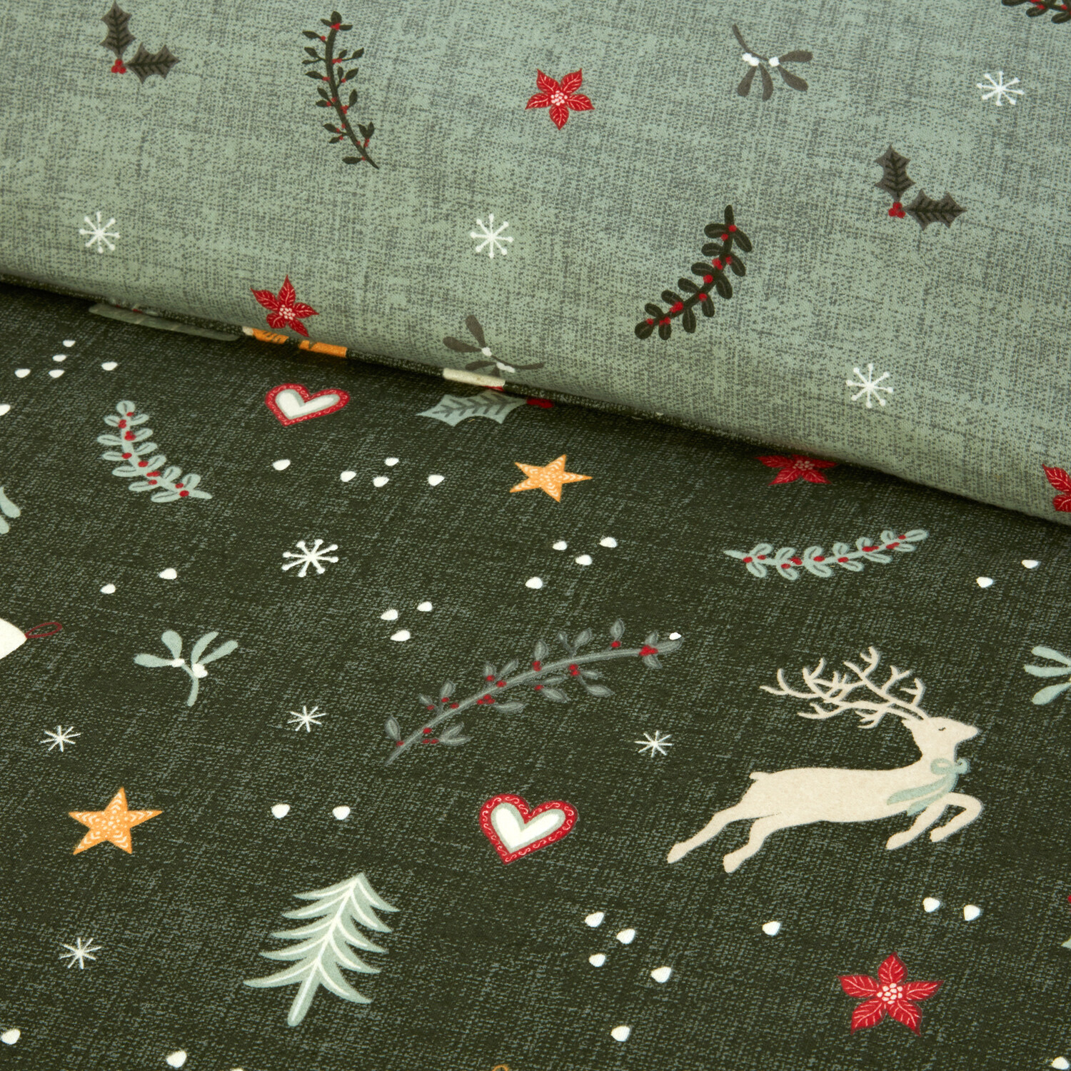 Winter Wishes Duvet Set Green Double Image 4