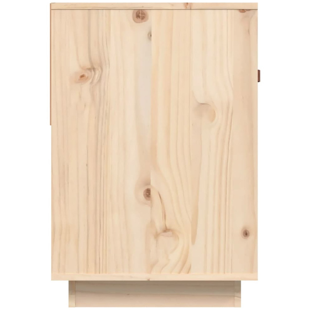 vidaXL 2 Drawer Single Open Shelf Natural Solid Wood Pine TV Cabinet Image 6