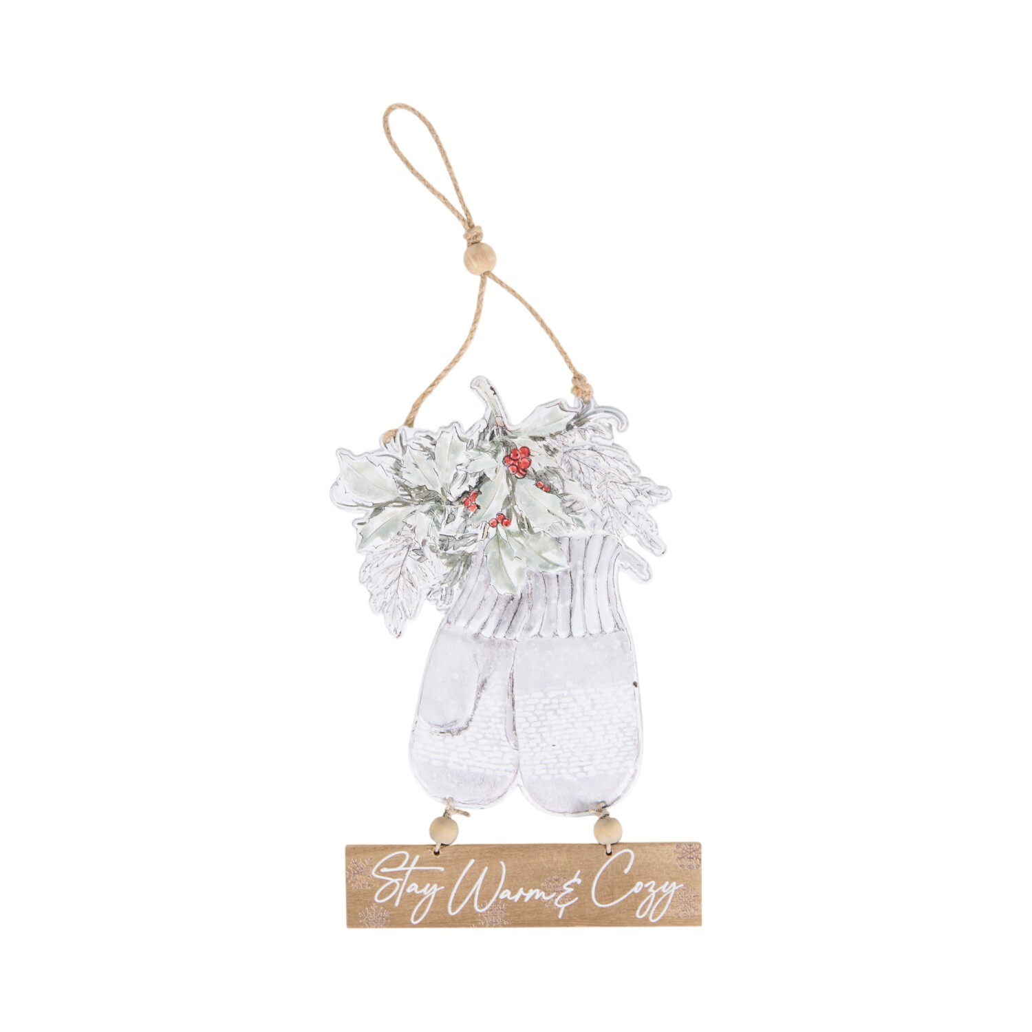 Rustic Mitten Hanging DecorationSilver or White Image 4