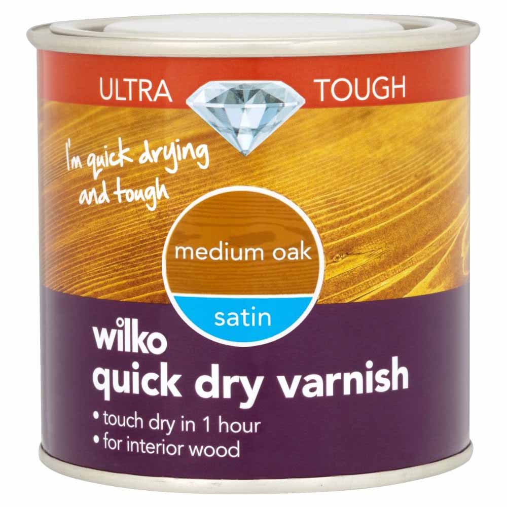 Wilko Quick Drying Ultra Tough Varnish Satin Mahogany 250ml Image
