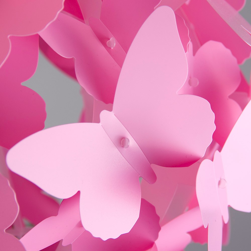 ValueLights Pink Multicolour Butterfly Ball Pendant Shade Image 3