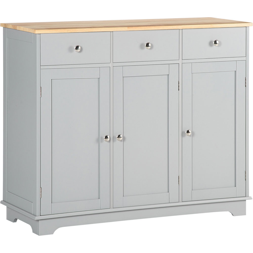 HOMCOM 3 Door 3 Drawer Grey Sideboard Image 2