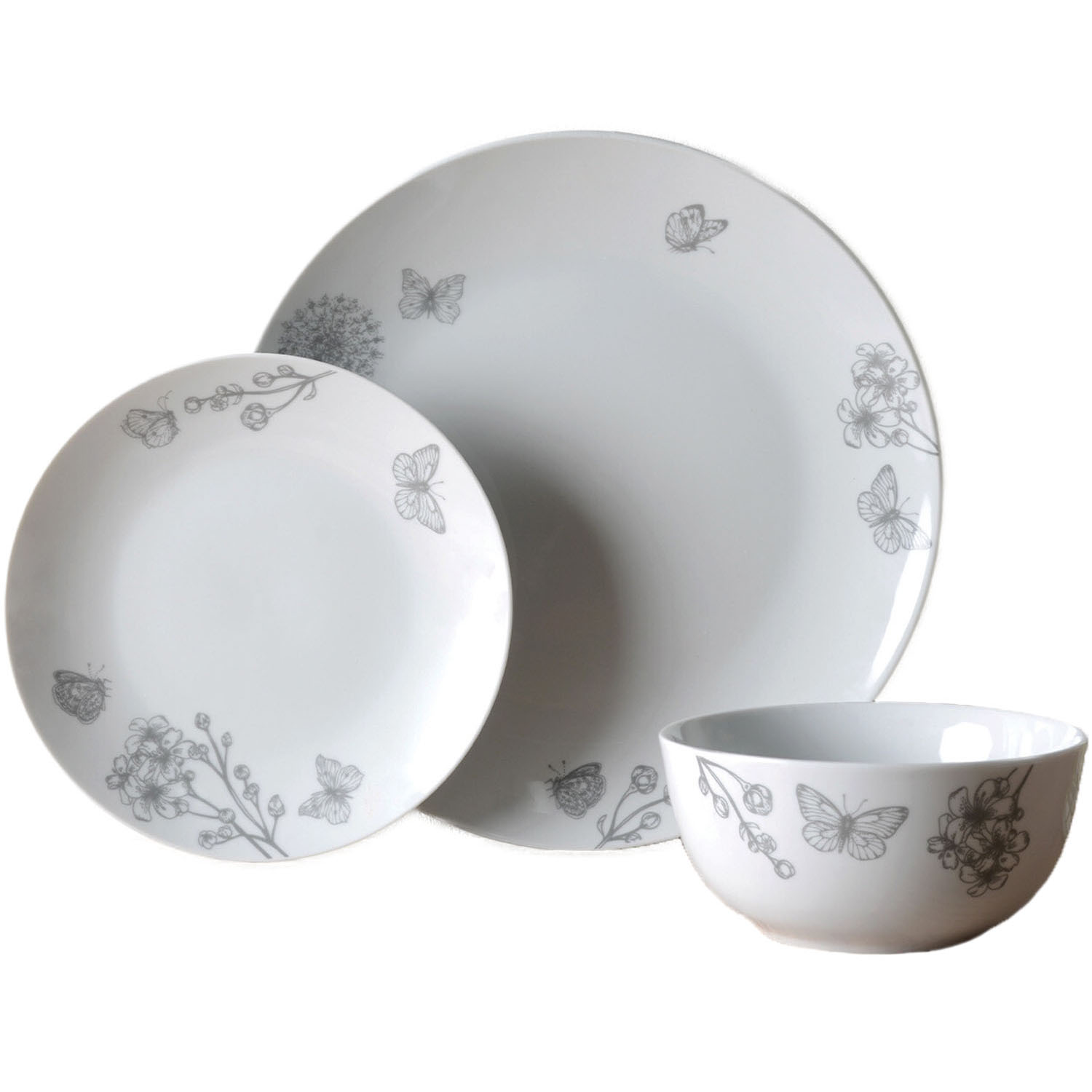 Butterfly White 12 Piece Dinner Set Image 1