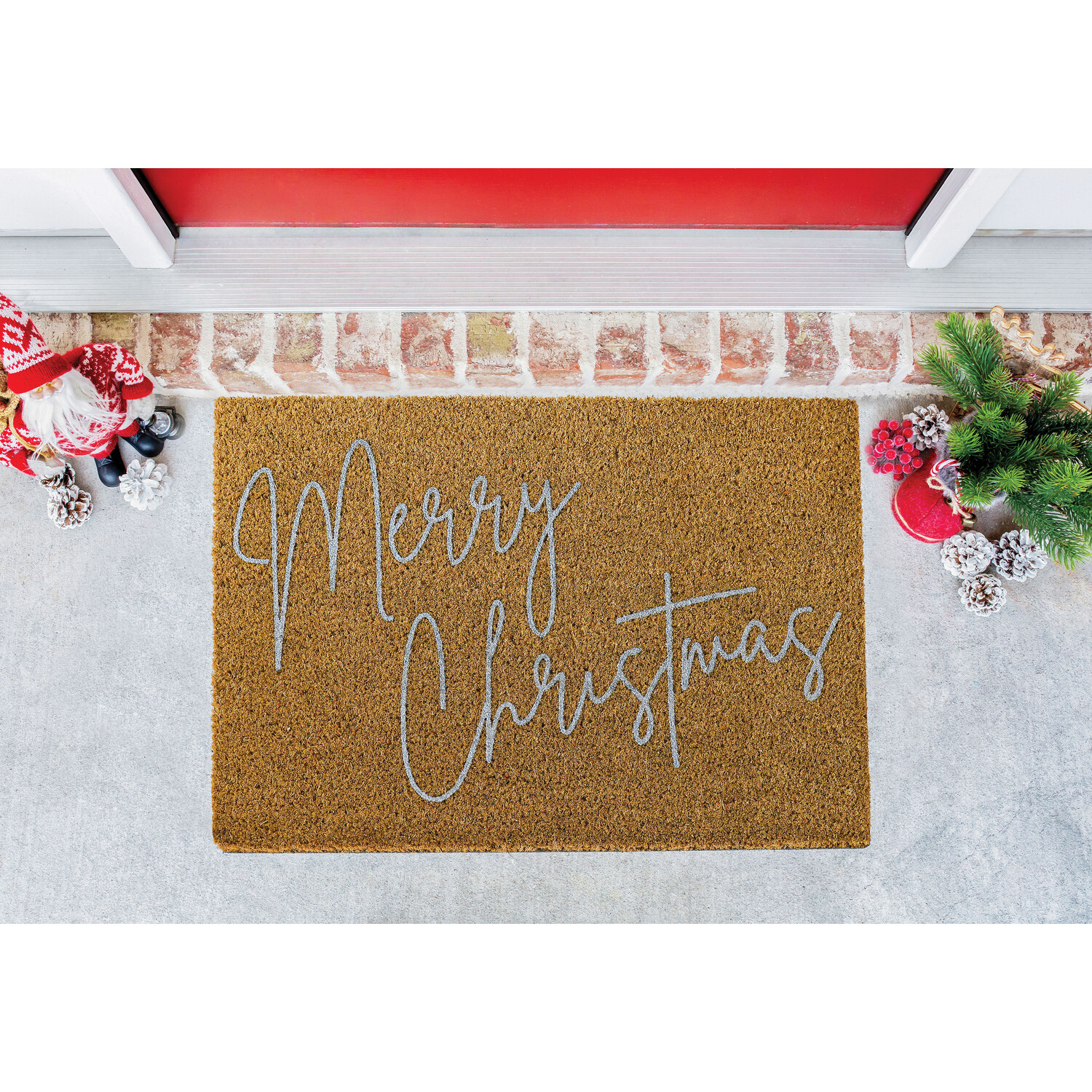 Christmas Printed Coir Door Mat - Brown Image 2