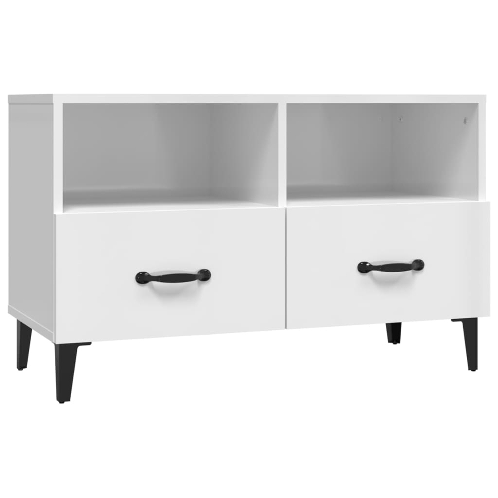 vidaXL 2 Drawer 2 Shelf High Gloss White TV Cabinet Image 2