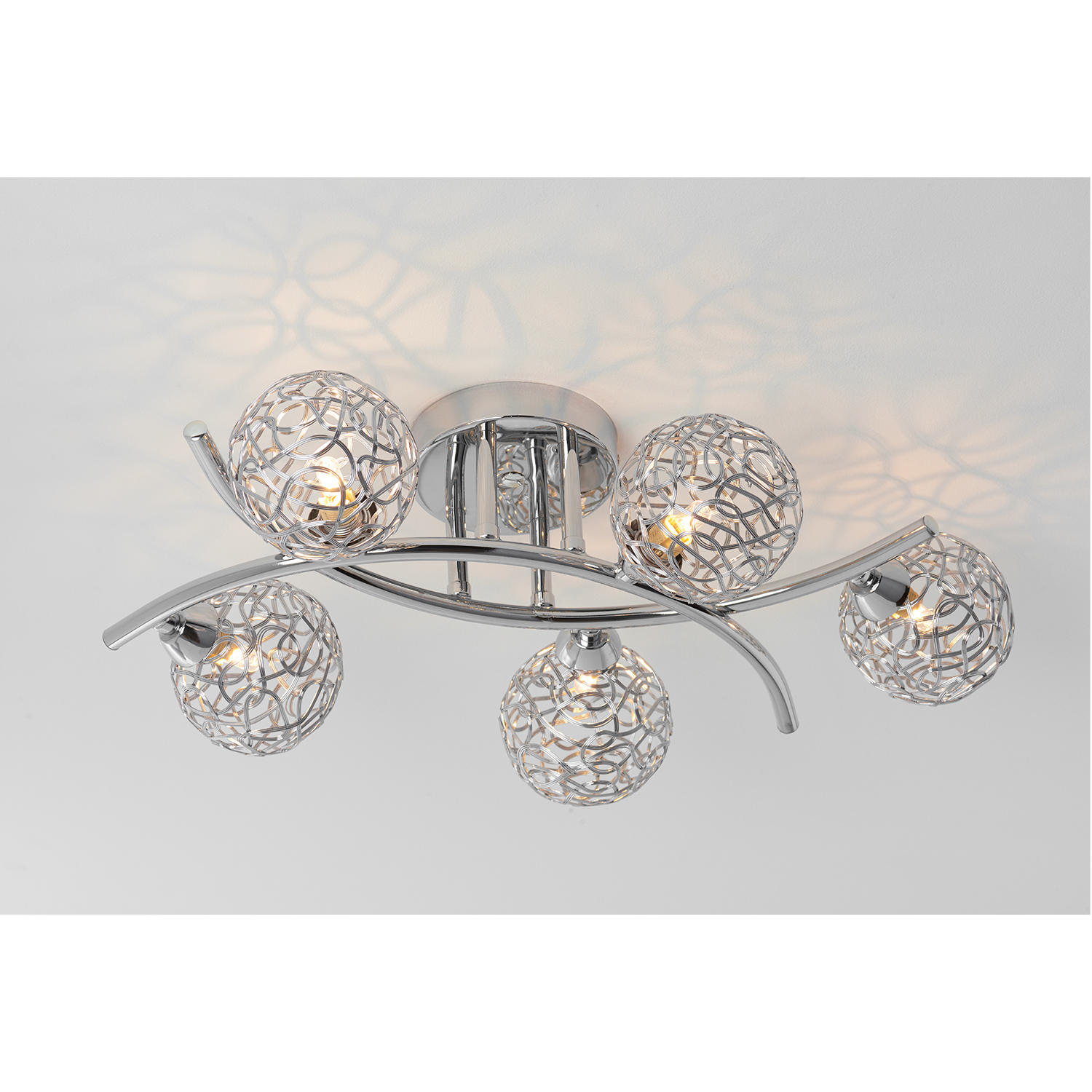 Silver 5 Sphere Electrical Fitting Ceiling Light Image 2