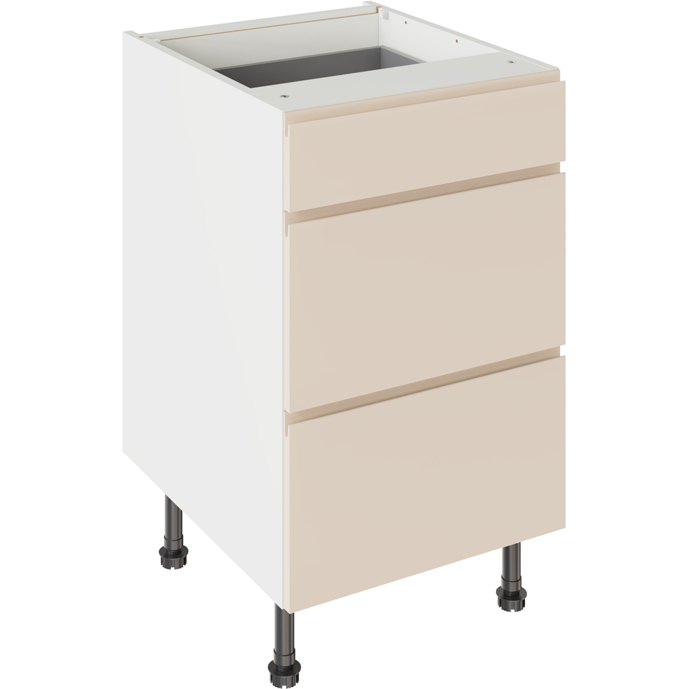 Kitchen Kit J-Pull Matt Cashmere 3 Drawer Base Kitchen Cabinet Flatpack 500mm Image 1
