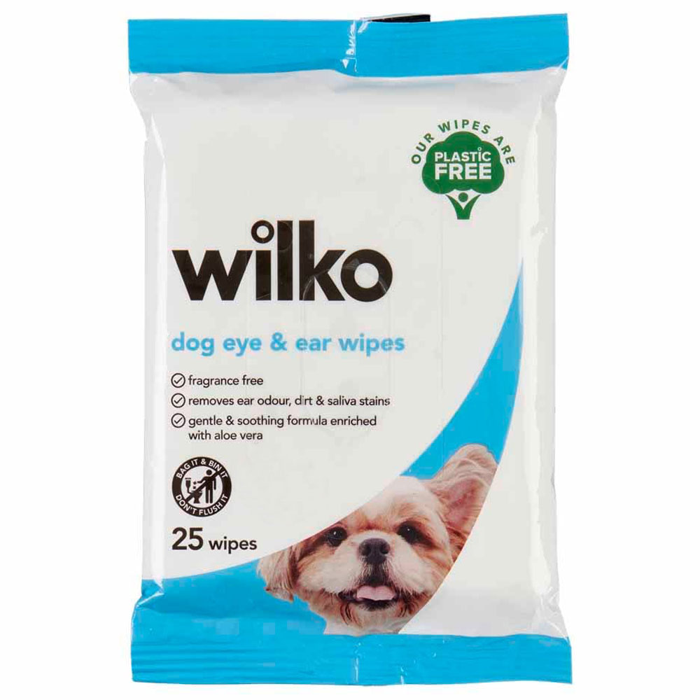 Wilko Plastic Free Dog Eye and Ear Wipes 25pk Image 1