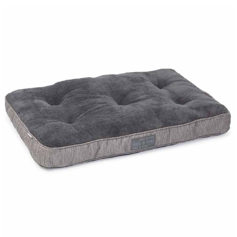 House Of Paws Grey Hessian Boxed Duvet Dog Bed Med Image 1