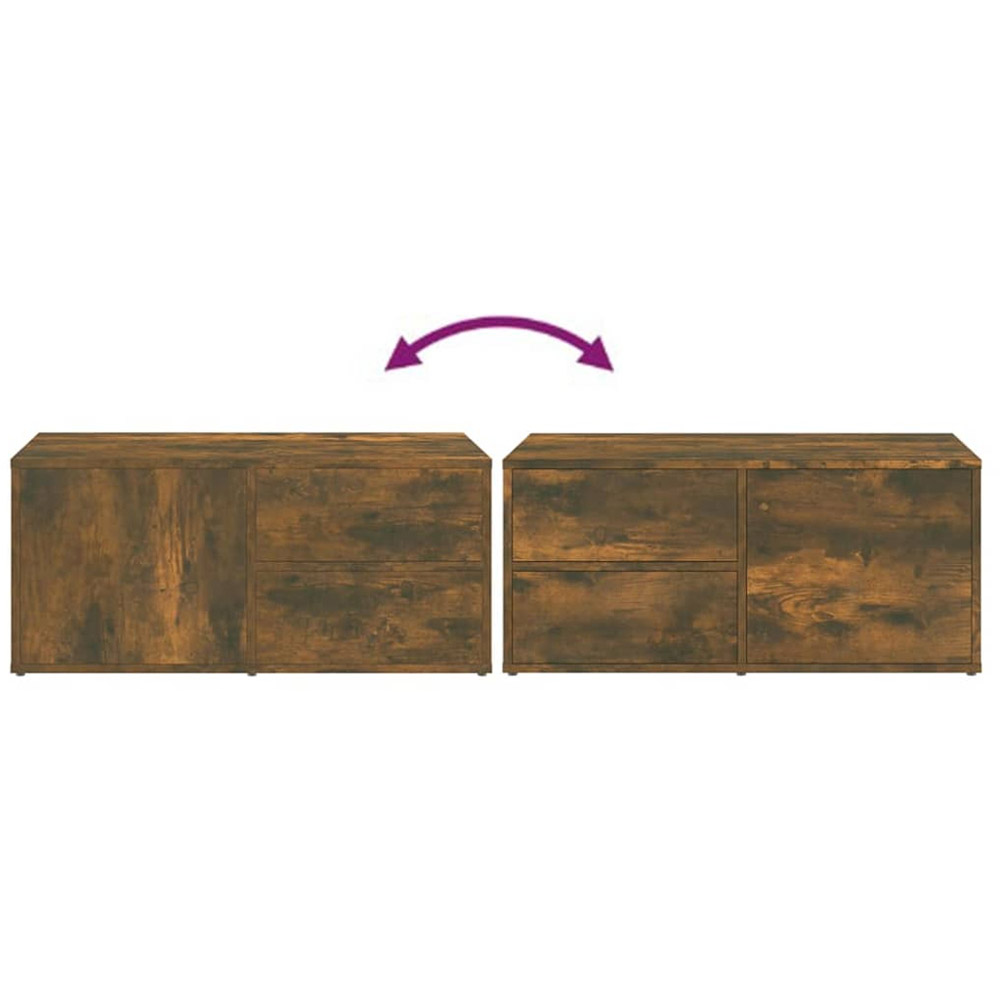 vidaXL Single Drawer 2 Drawer Smoked Oak TV Cabinet Image 9