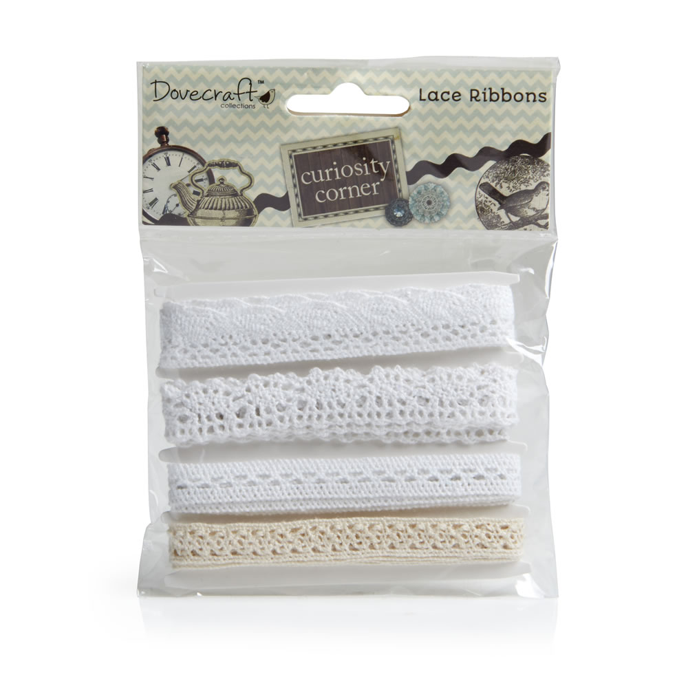 Dovecraft Curiosity Corner Lace Ribbons 4 pack Image