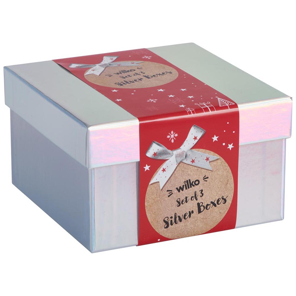 Wilko Silver Glitter Boxes 3 Pack Image 4