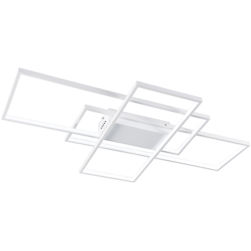 Living and Home White Rectangular LED Semi Flush Ceiling Light Image 1