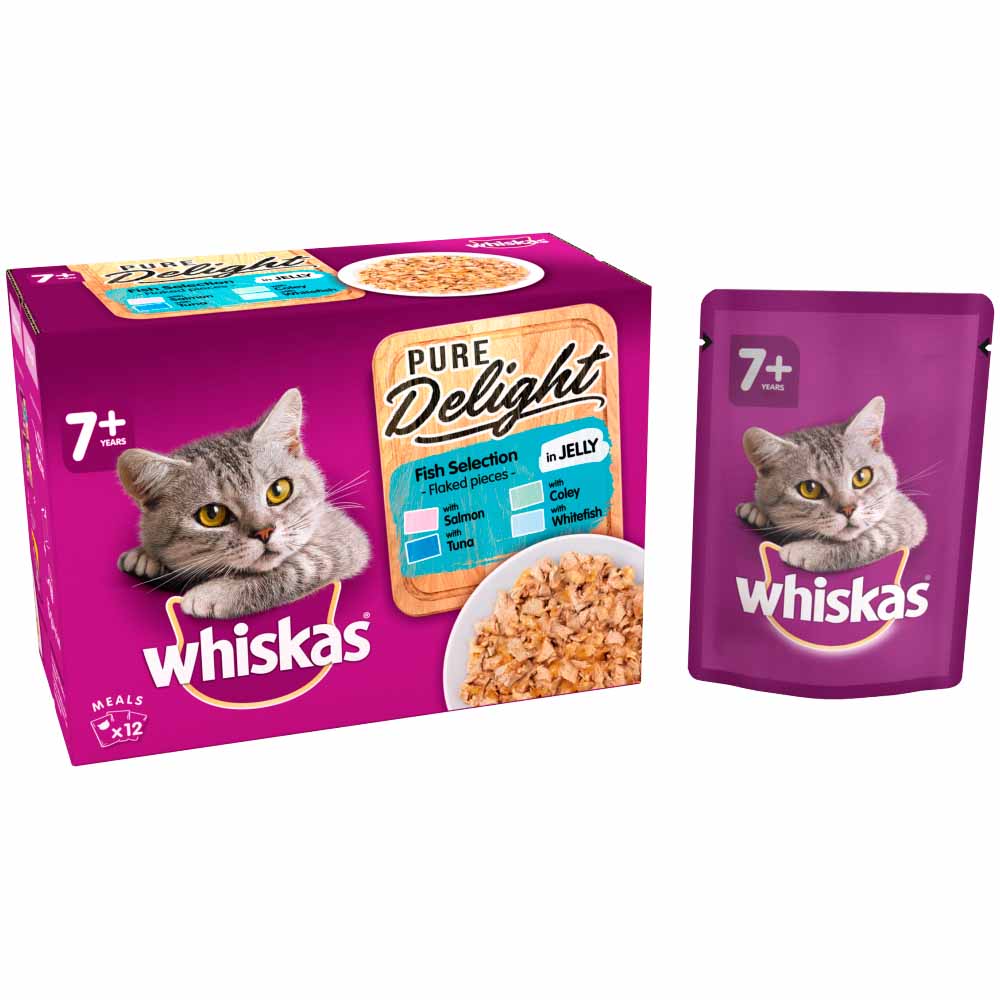 Whiskas Pure Delight Senior Cat Food Pouches Fish in Jelly 12 x 85g Image 3
