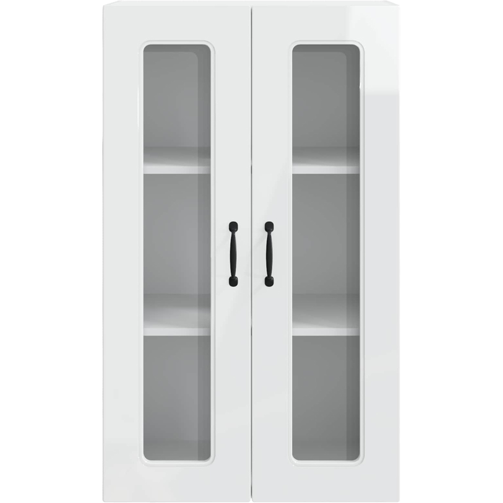 vidaXL 2 Glass Door High Gloss White Kitchen Wall Cabinet Image 4