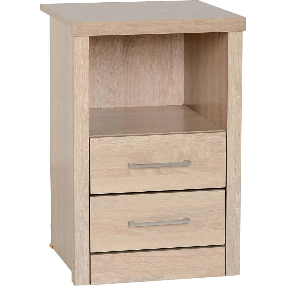 Lisbon Oak Effect 2 Drawer 1 Shelf Bedside Cabinet Image 1