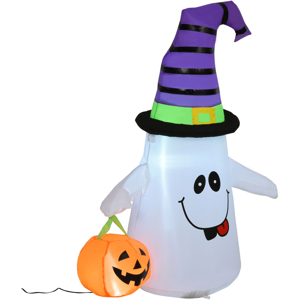 HOMCOM Halloween Inflatable Ghost with Lantern 4ft Image 1