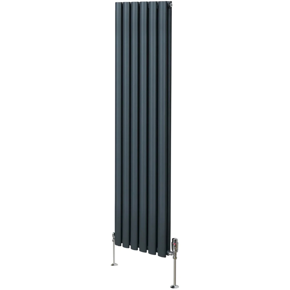 Monster Shop 4195BTU Anthracite Grey Oval Column Radiator and Valves 1600 x 360mm Image 3