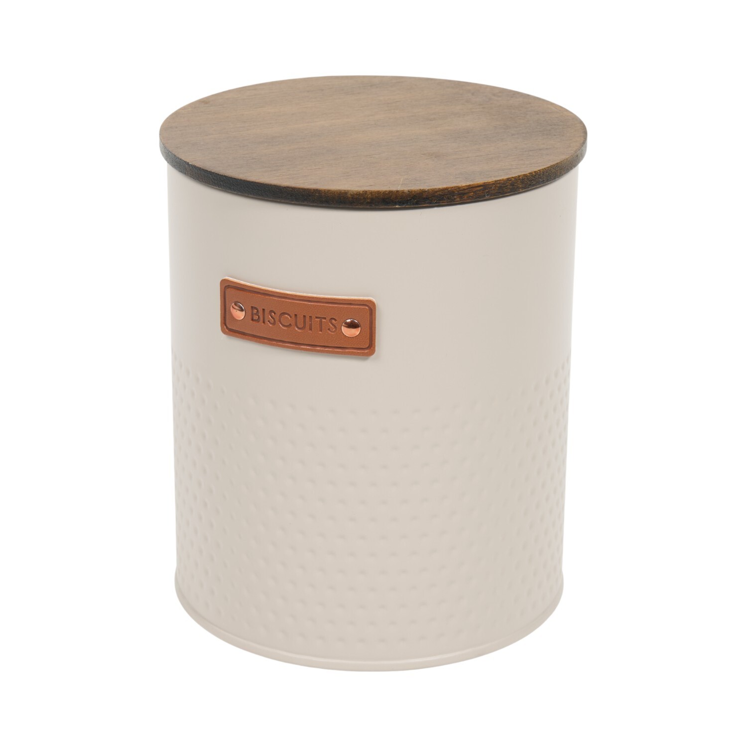 Round Embossed Biscuit Canister Greige Image 3