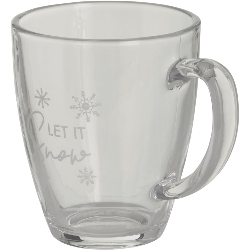 Wilko Clear Let it Snow Glass Mug Image 2