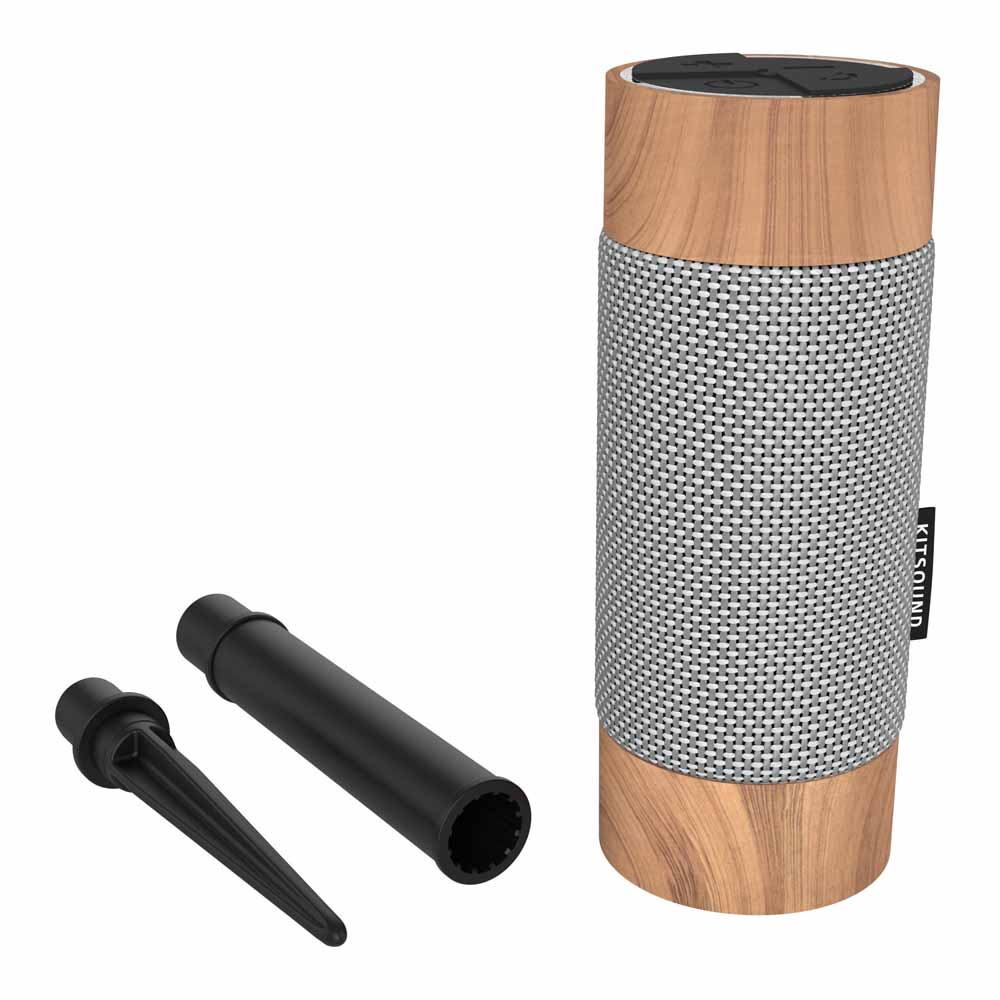 KitSound Diggit Outdoor Speaker Bamboo Wilko