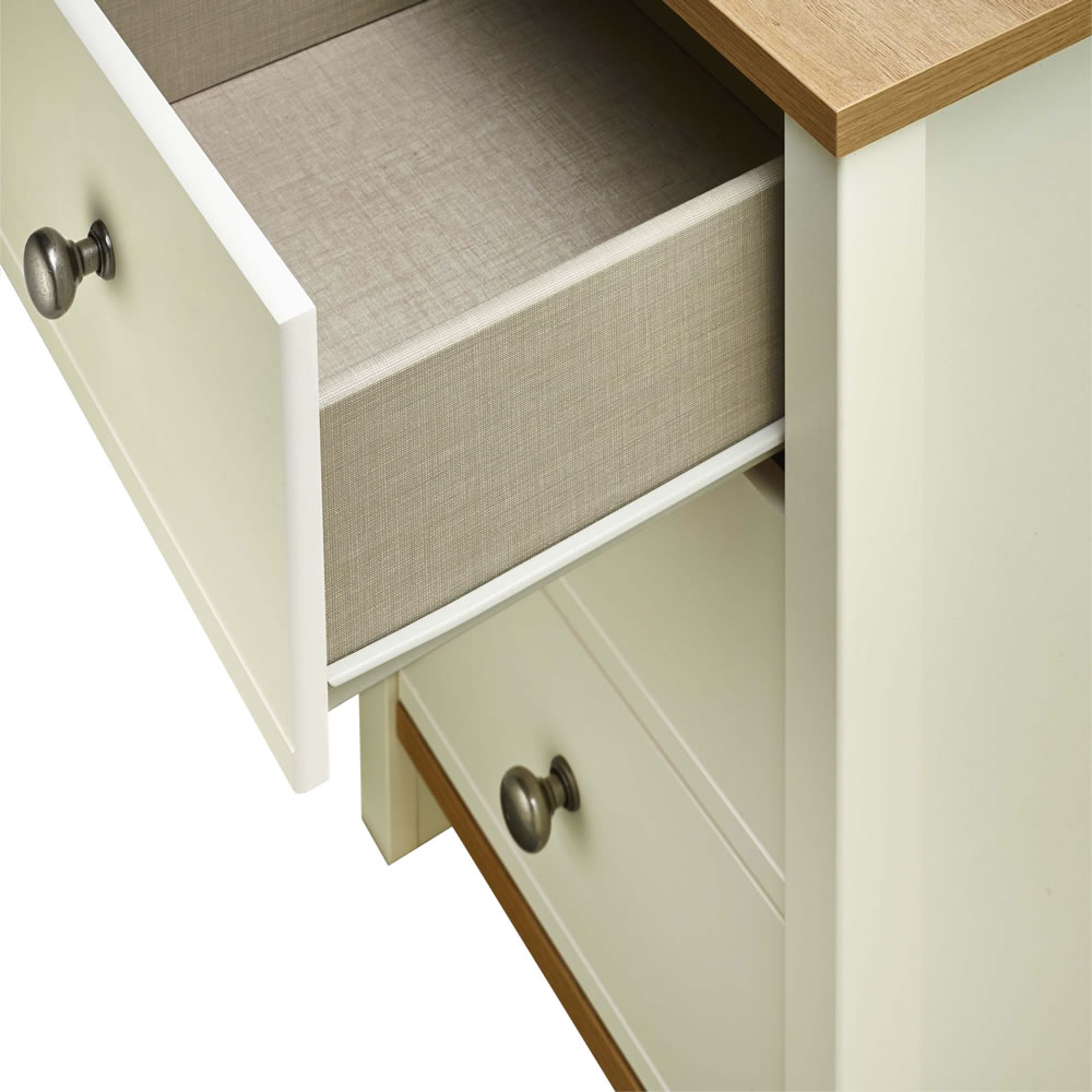 Clovelly 3 Drawer Narrow Chest Vanilla and Rustic Oak Effect Finish Image 2
