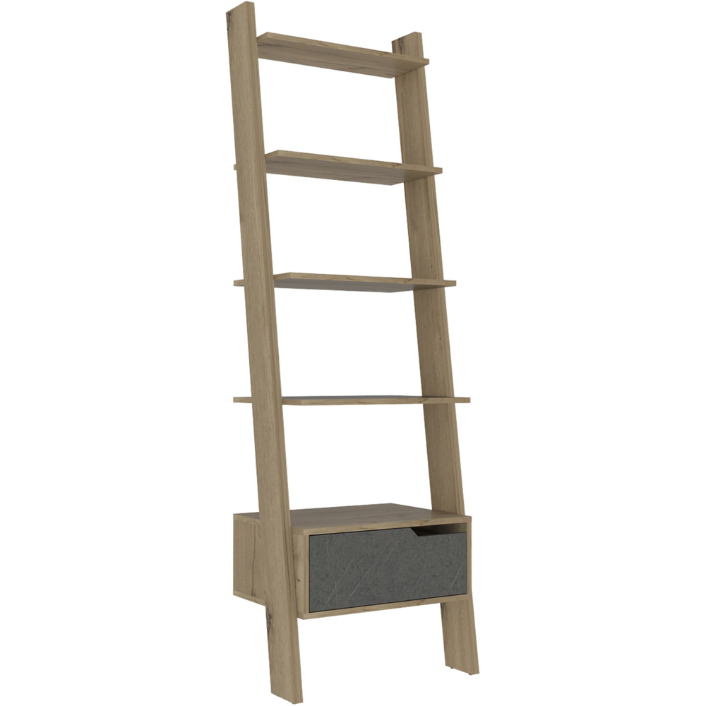 Core Products Manhattan 5 Shelves Single Drawer Ladder Bookcase Image 2