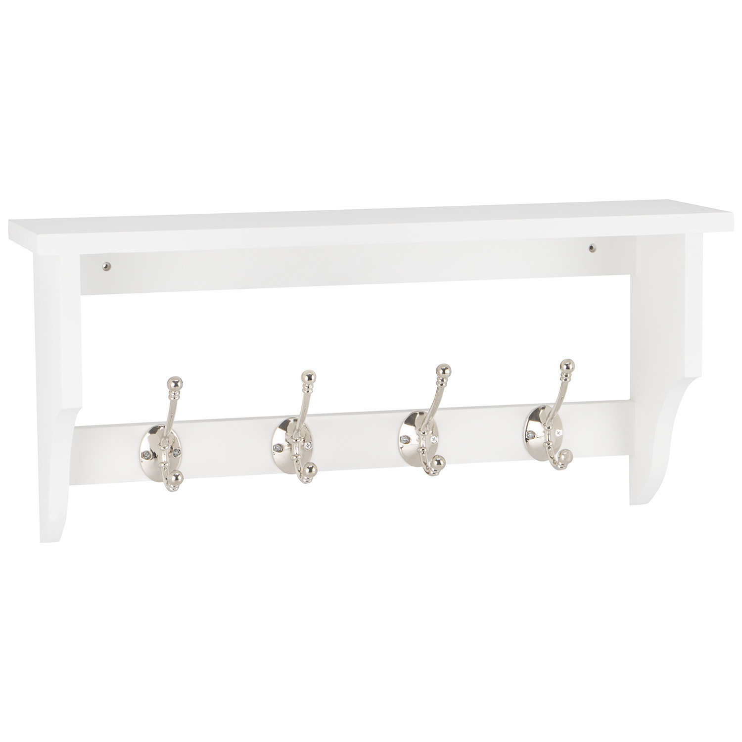 My Home White 4 Hook Wooden Coat Rail Image 1