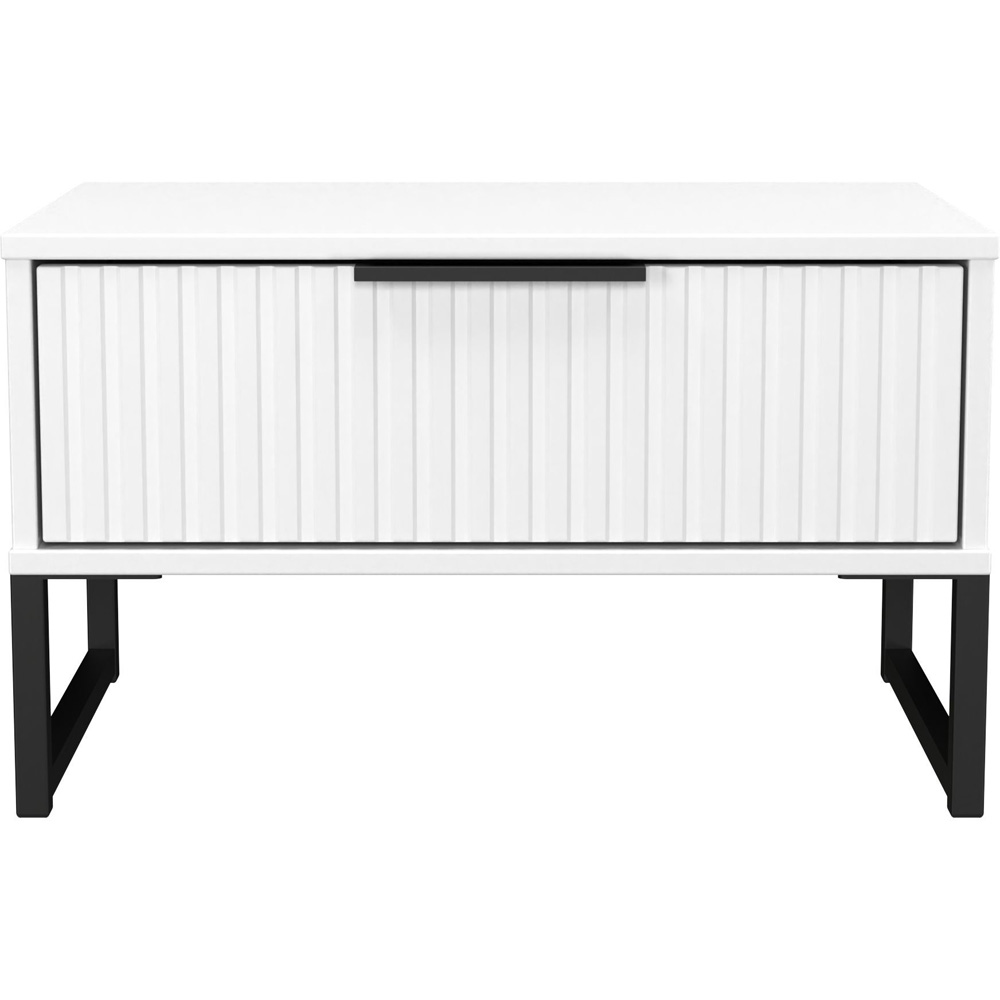 Crowndale Fluted Single Drawer White Matt Wide Side Table Ready Assembled Image 2
