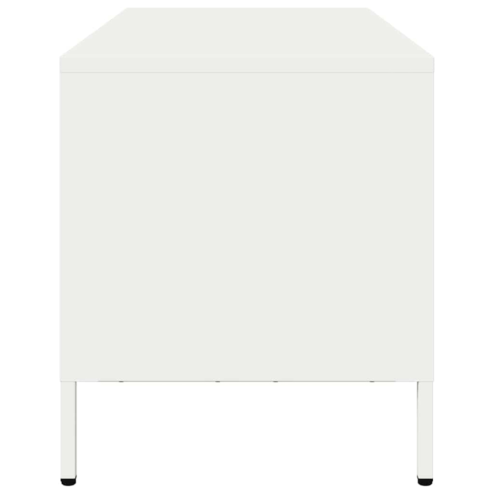 vidaXL 2 Drawer 2 Shelf White Steel Industrial Style TV Cabinet Image 6