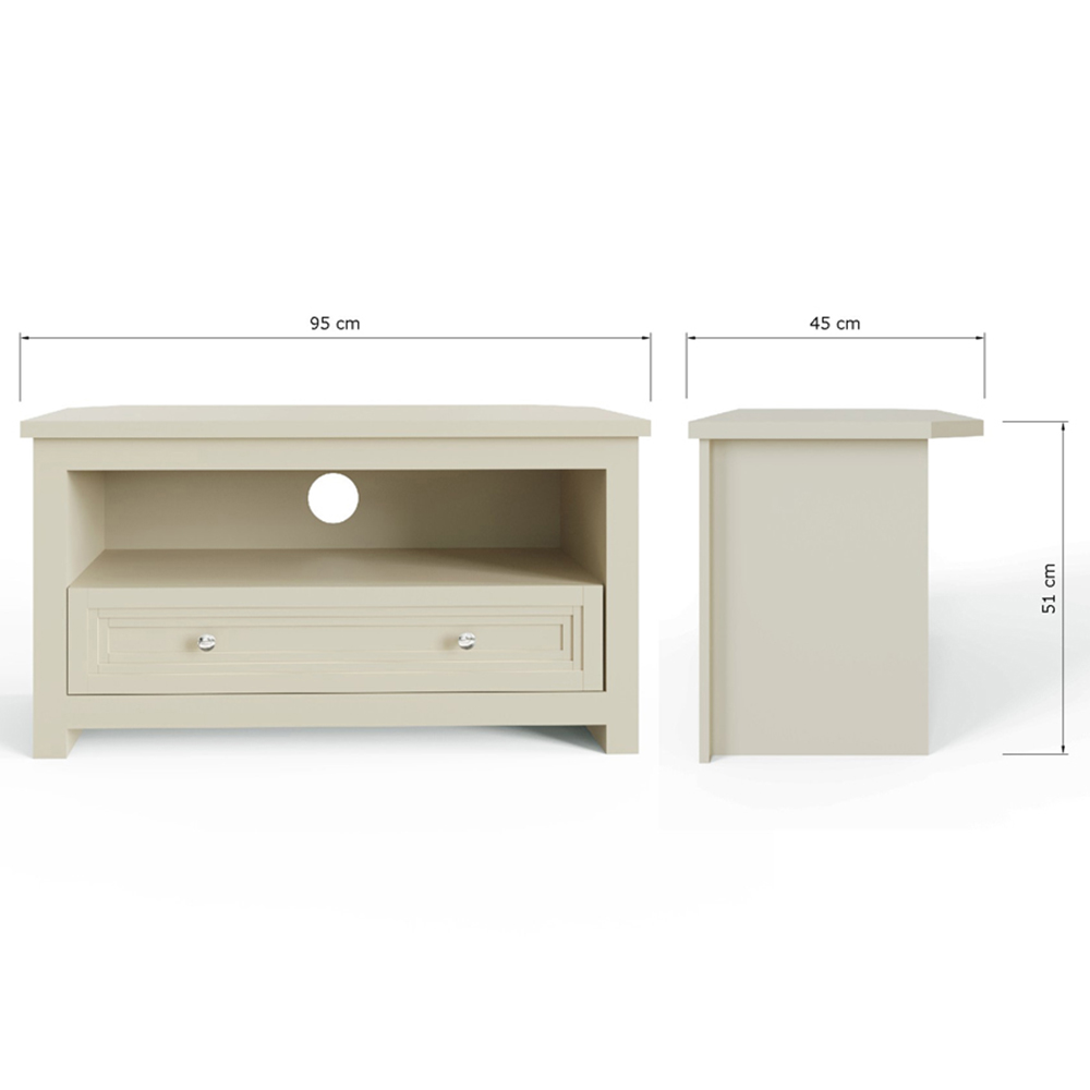 GFW Oakley Single Drawer Single Shelf Stone Corner TV Unit Image 9