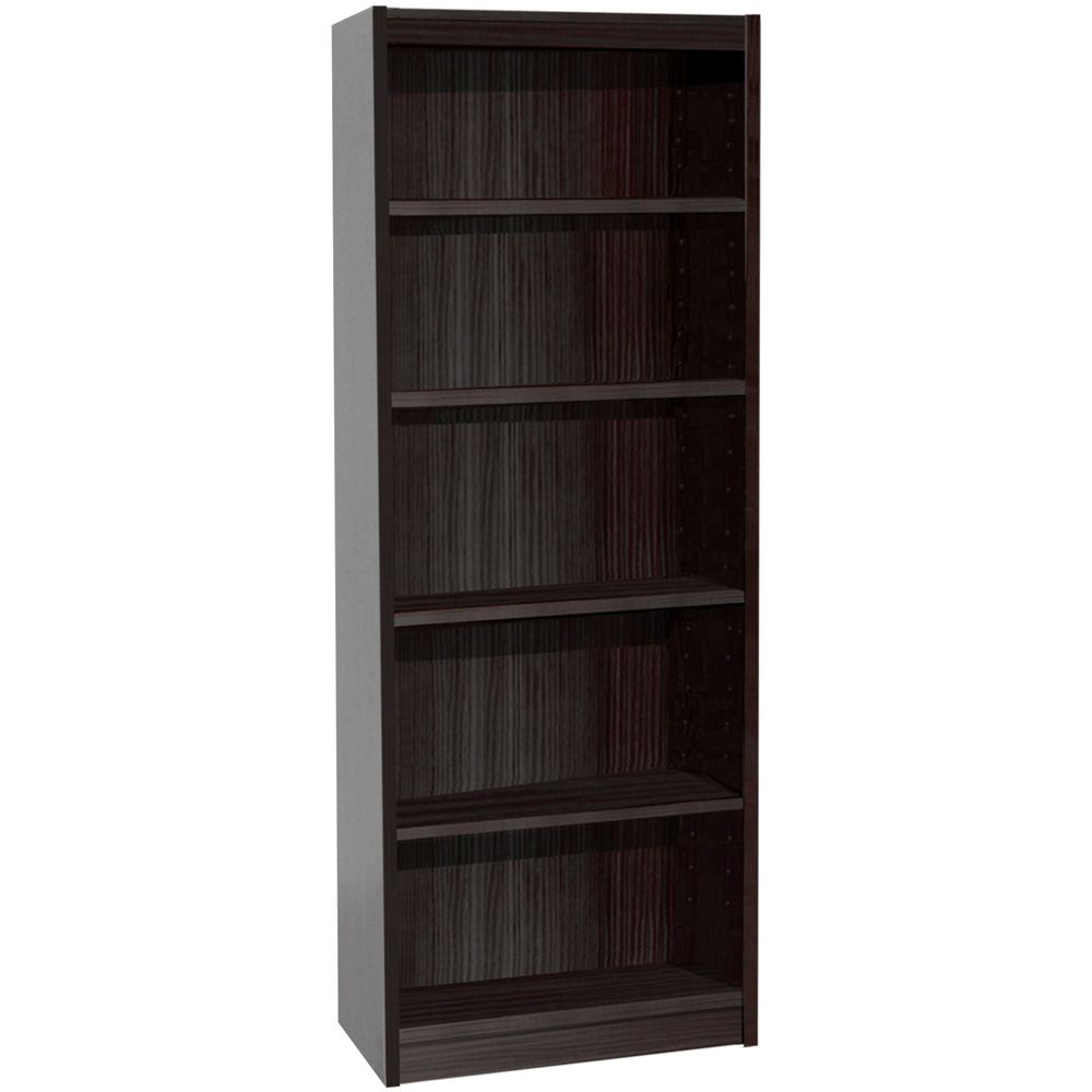 R White Cabinets 5 Shelf Black Wide Tall Bookcase Image 2