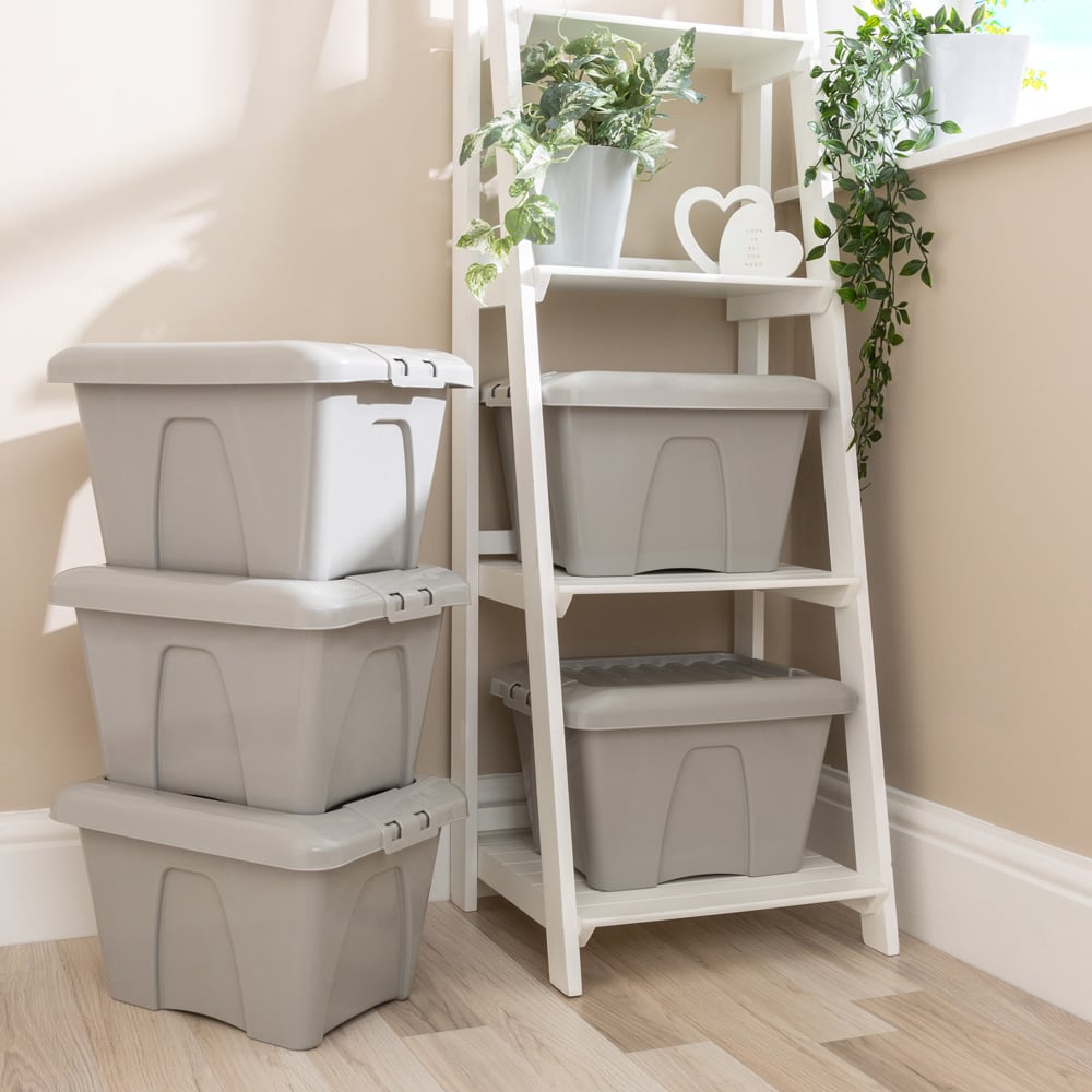 Wham 14L Soft Grey Home Upcycle Storage Box with Lid 5 Pack Image 2