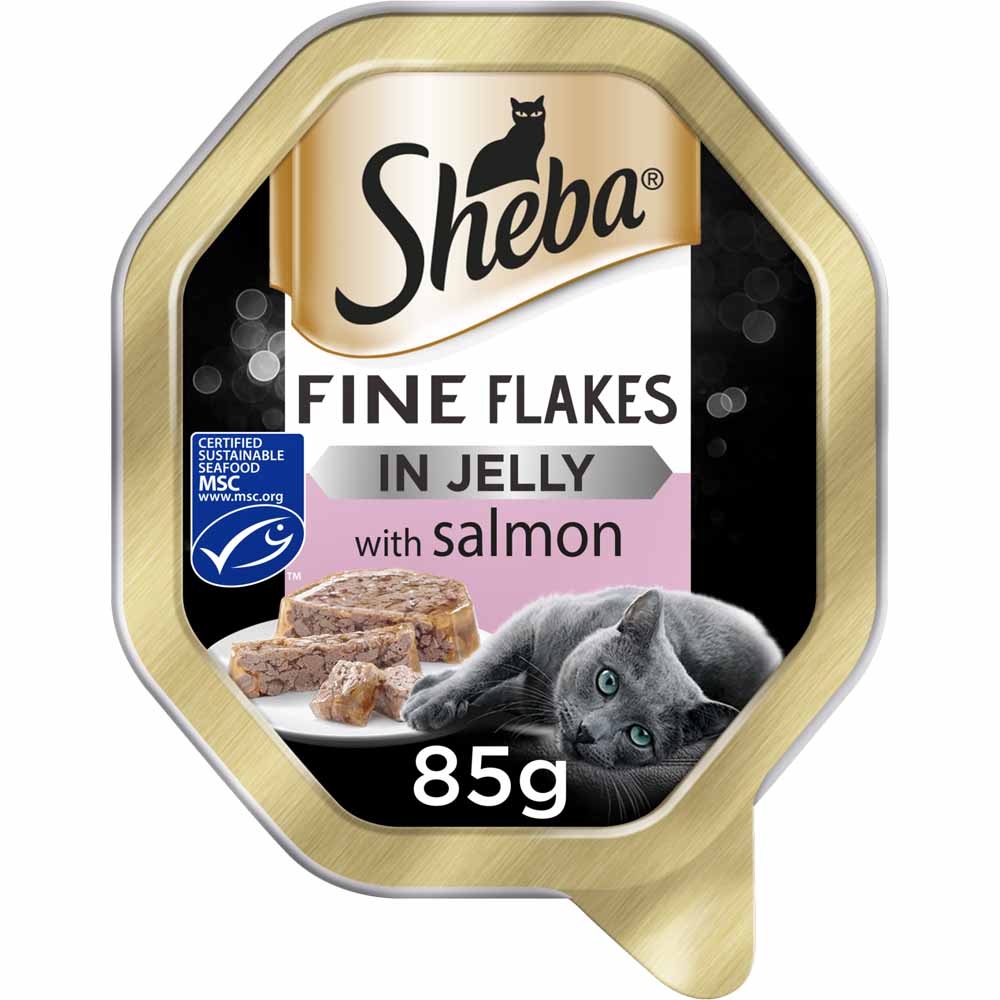 Sheba Fine Flakes Salmon in Jelly Tray 85g Image 1
