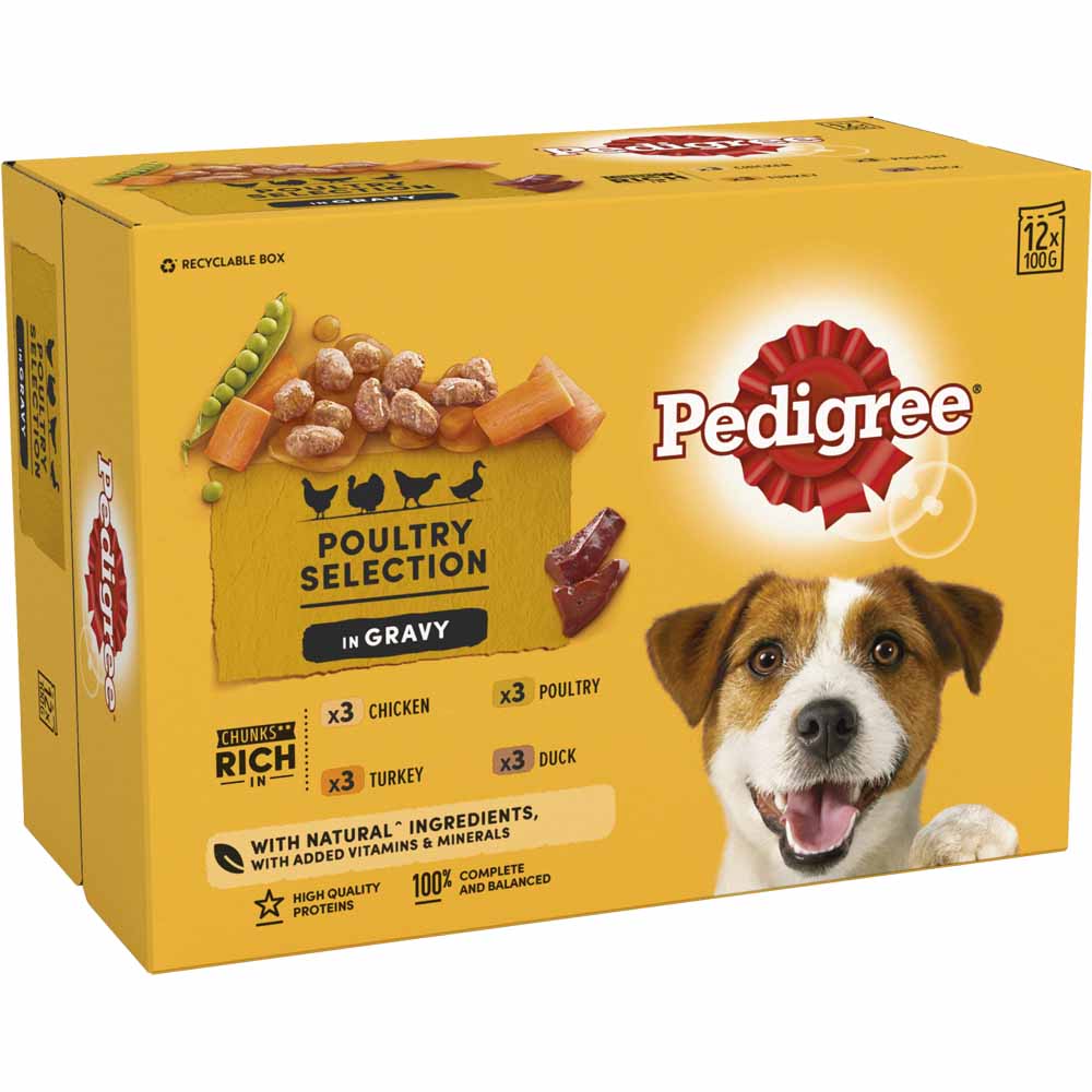 Pedigree Poultry Selection in Gravy and Jelly Adult Wet Dog Food Pouches 12 x 100g Image 2