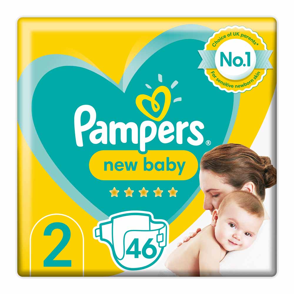 Pampers New Baby size 2 46 Nappies Essential Pack Image 1