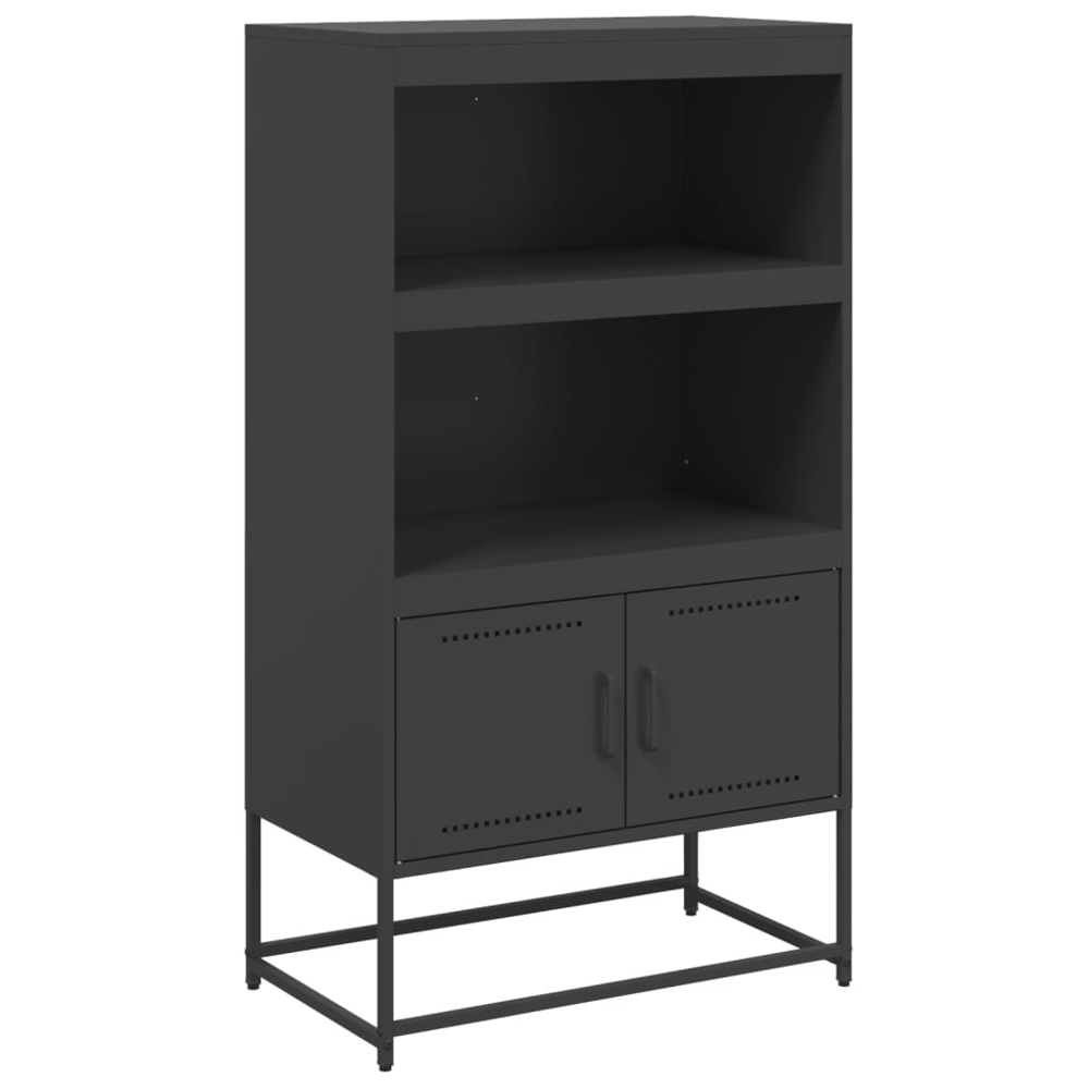 vidaXL 2 Door 2 Shelf Black Steel Highboard Image 2