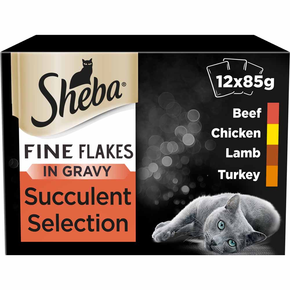 Sheba Fine Flakes Cat Food Pouches Succulent Selection in Gravy 12 x 85g Image 1