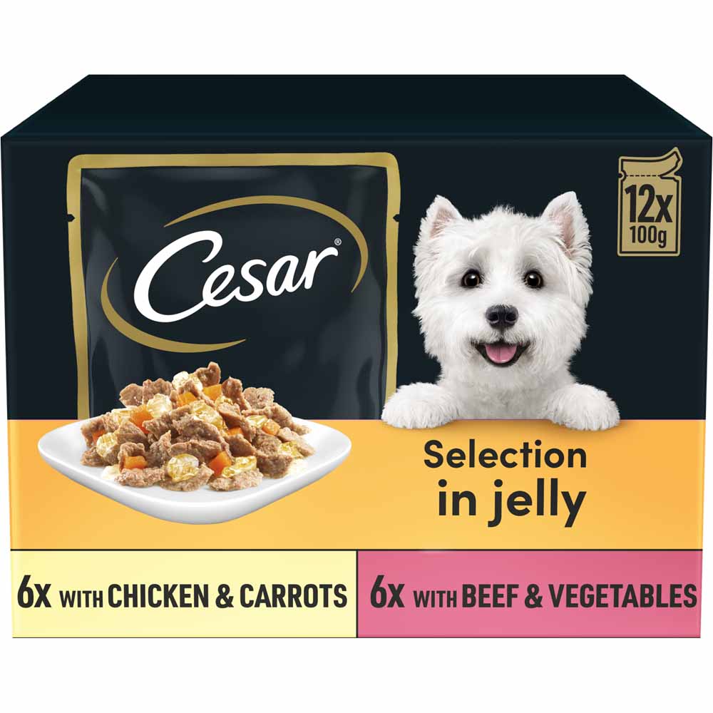 Cesar Deliciously Fresh Dog Food Pouches Mixed Selection in Jelly 12 x 100g Image 1