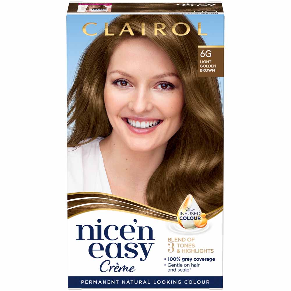 Clairol Nice'n Easy Light Golden Brown 6G Permanent Hair Dye Image 1