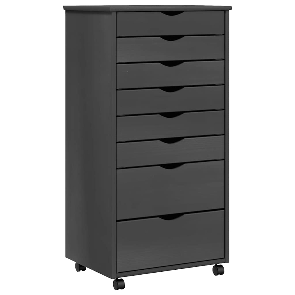 vidaXL Moss 6 Drawer Grey Solid Pine Mobile Chest of Drawers Image 2