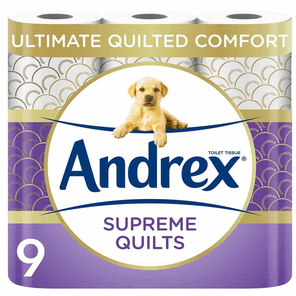 Andrex Supreme Quilts Toilet Tissue 3 Ply Case of 4 x 9 Rolls Image 2