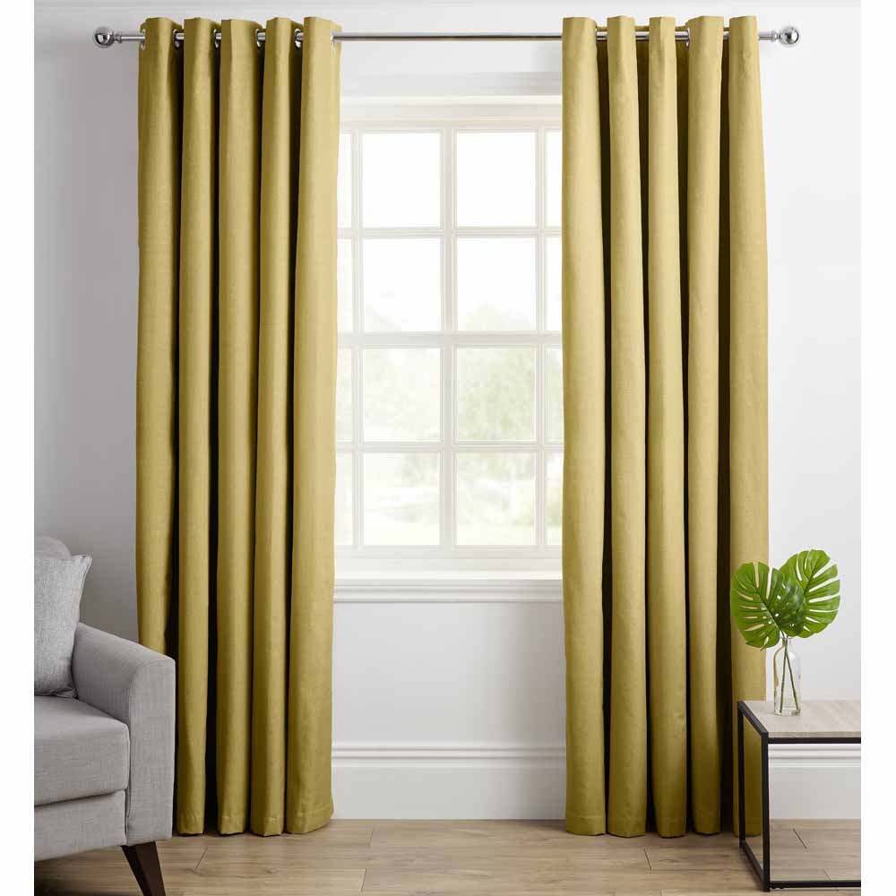 Wilko Mustard Eclipse Eyelet Blackout Curtains 228 W x 228cm D Wilko