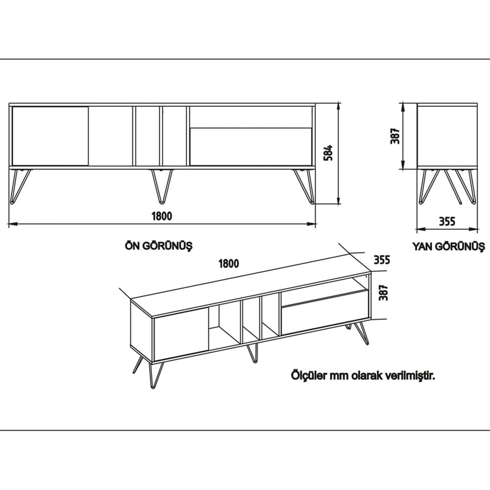 Decorotika Mistico Black and Walnut Wide TV Unit Image 7