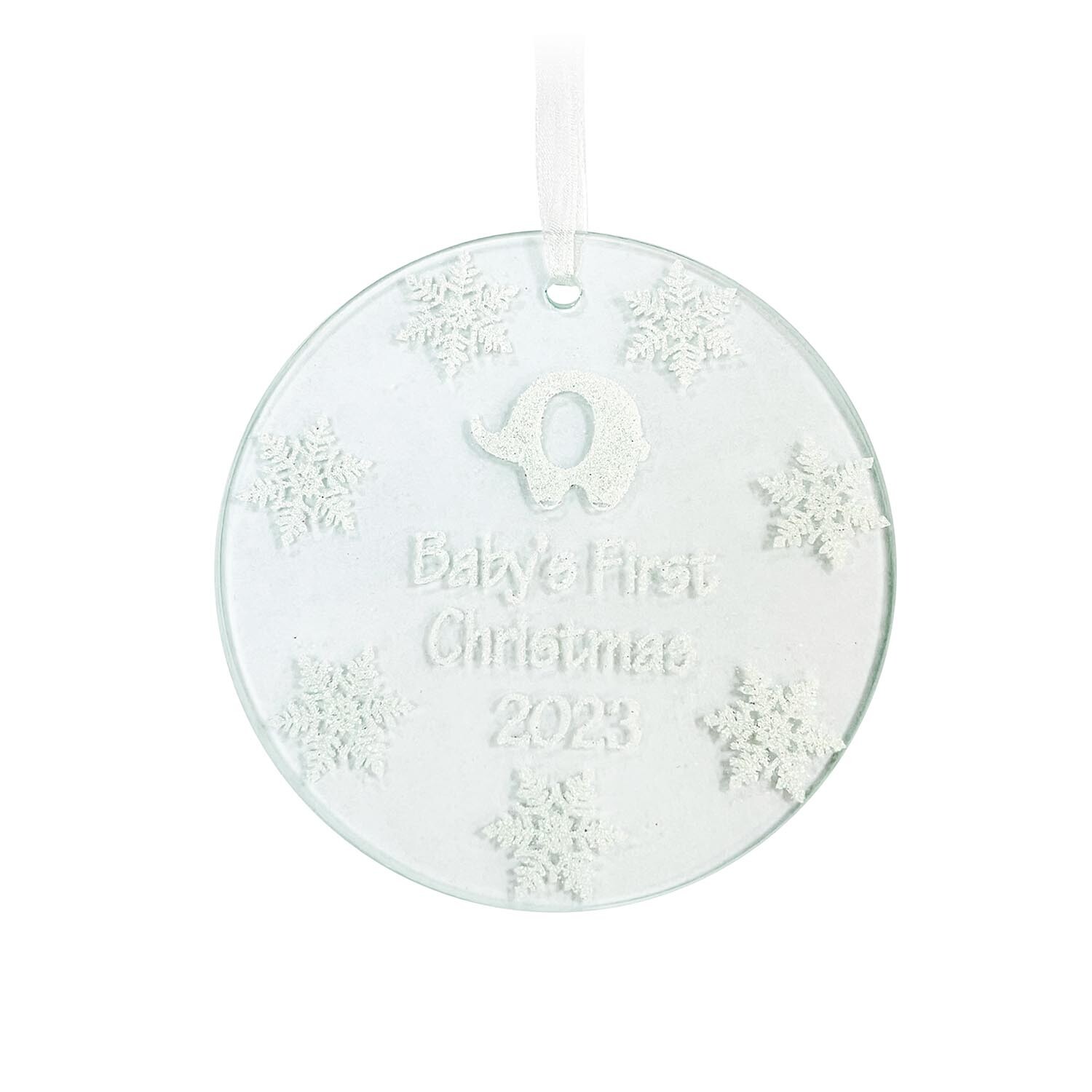 Baby's 1st Silver Glass Ornament Image