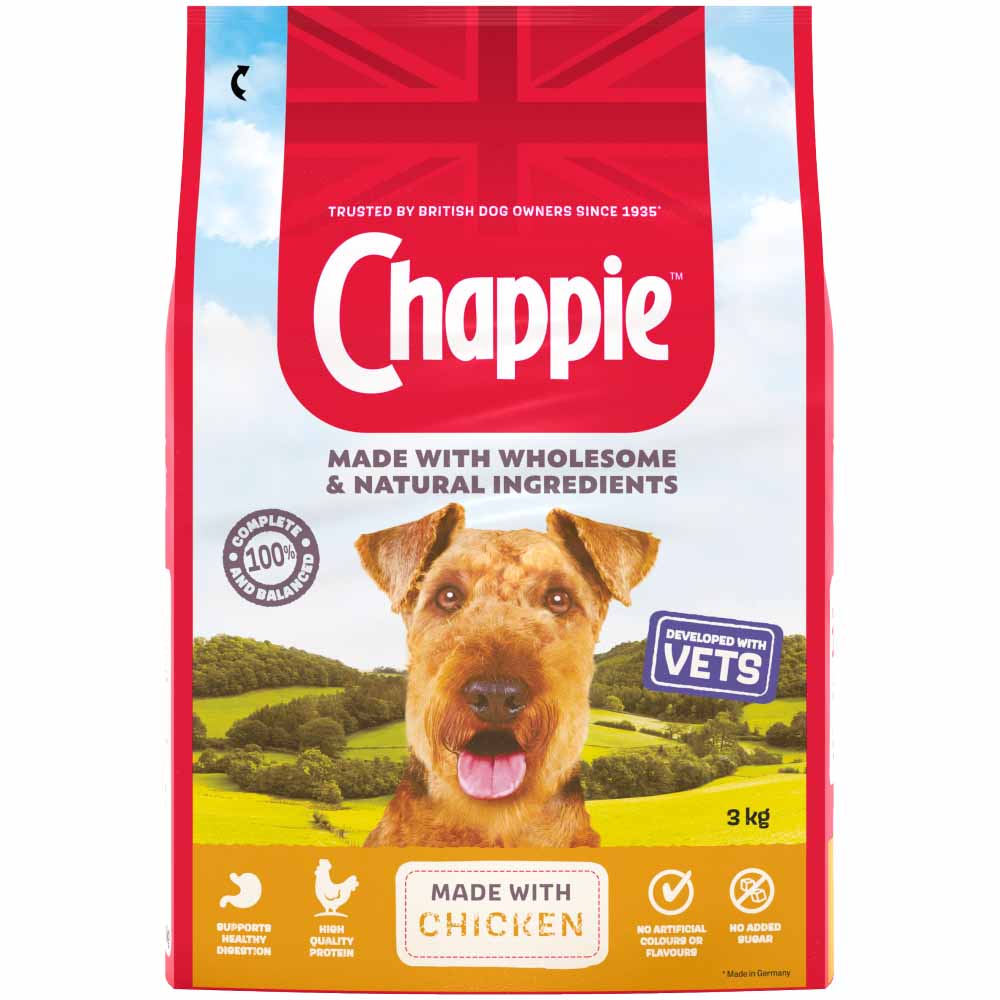 Chappie Chicken and Whole Grain Cereal Complete Dry Dog Food Case of 3 x 3kg Image 3