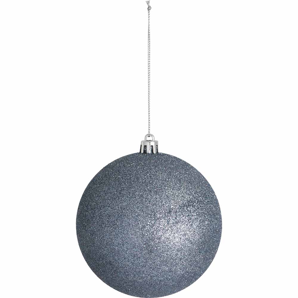 Wilko Large Glitters Silver Christmas Baubles 7 Pack Image 6