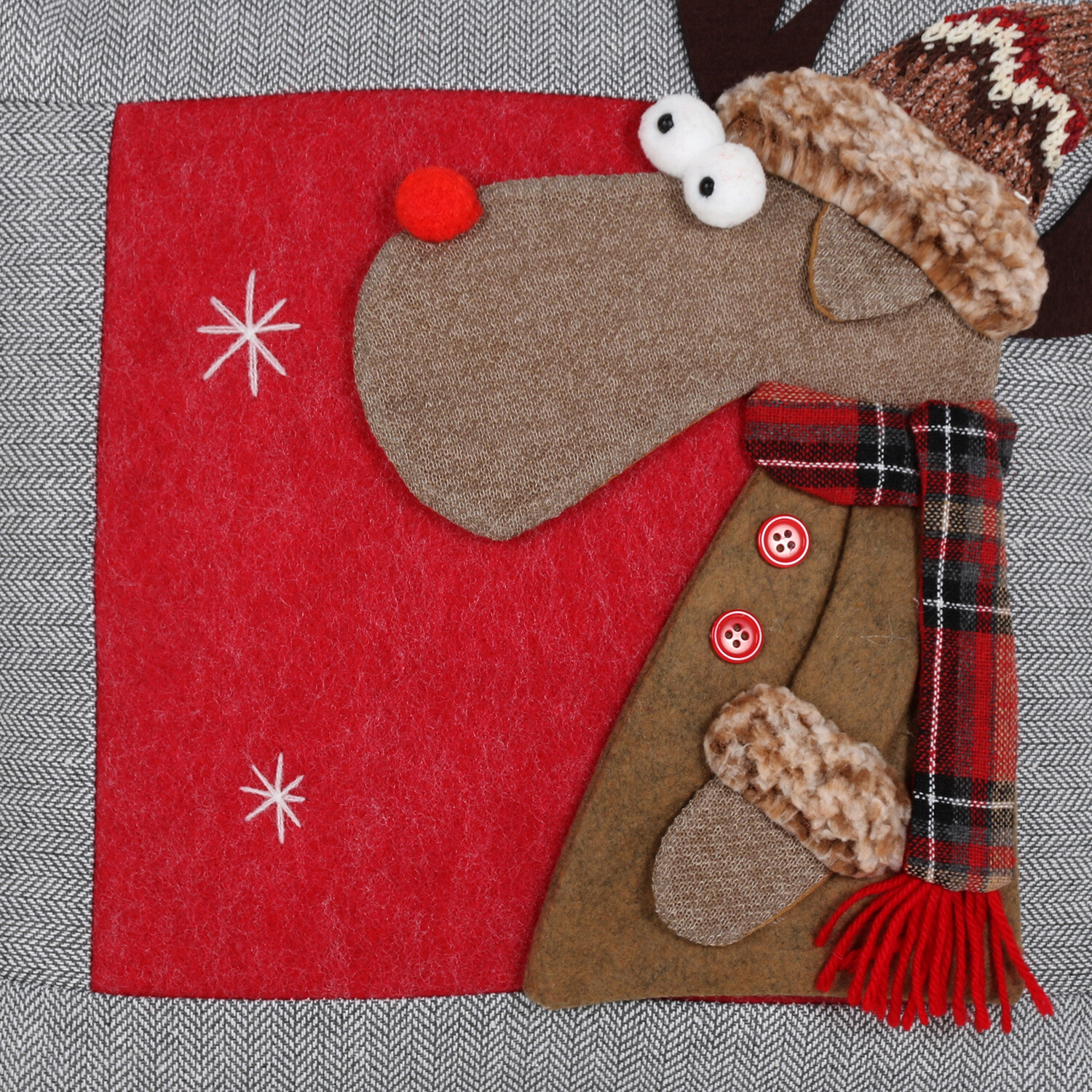 Red 3D Reindeer Cushion Image 2